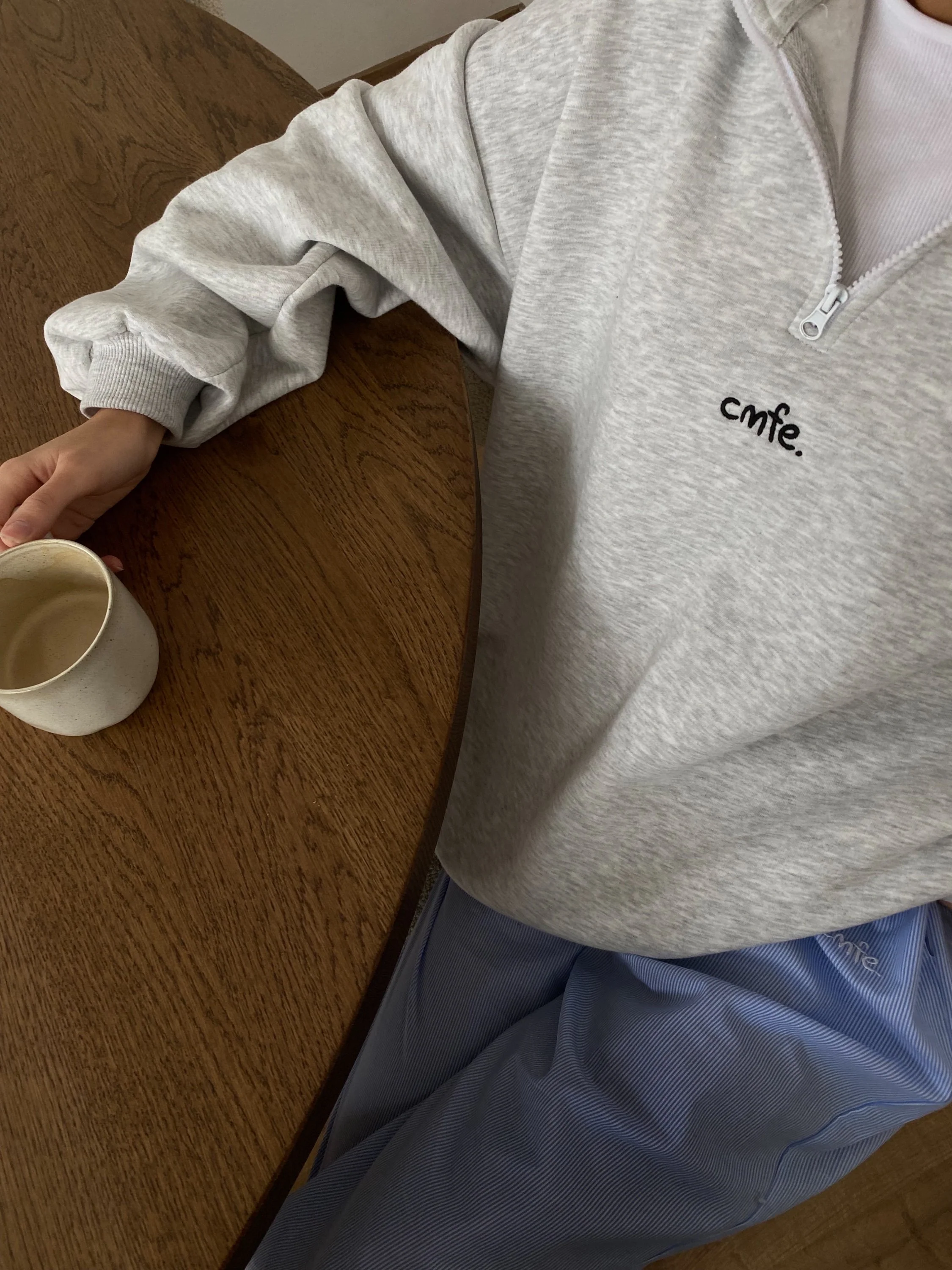 cmfe. half-zip sweatshirt - light grey - Image 3