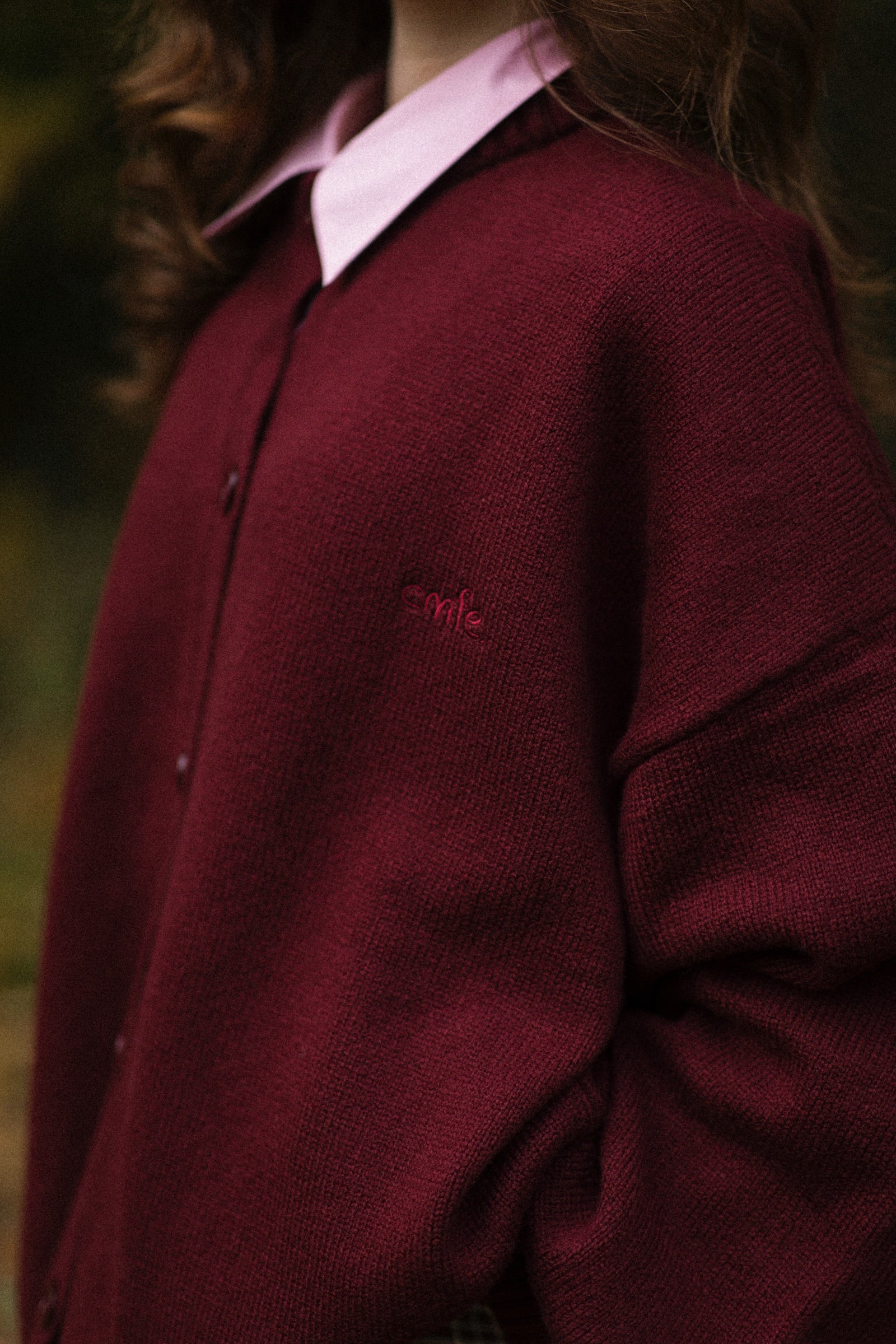 cmfe. knit cardigan - maroon - Image 3