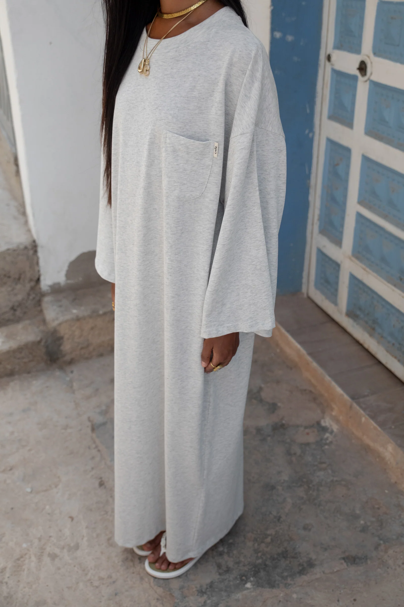 cmfe. oversized t-shirt dress - grey melange - Image 4