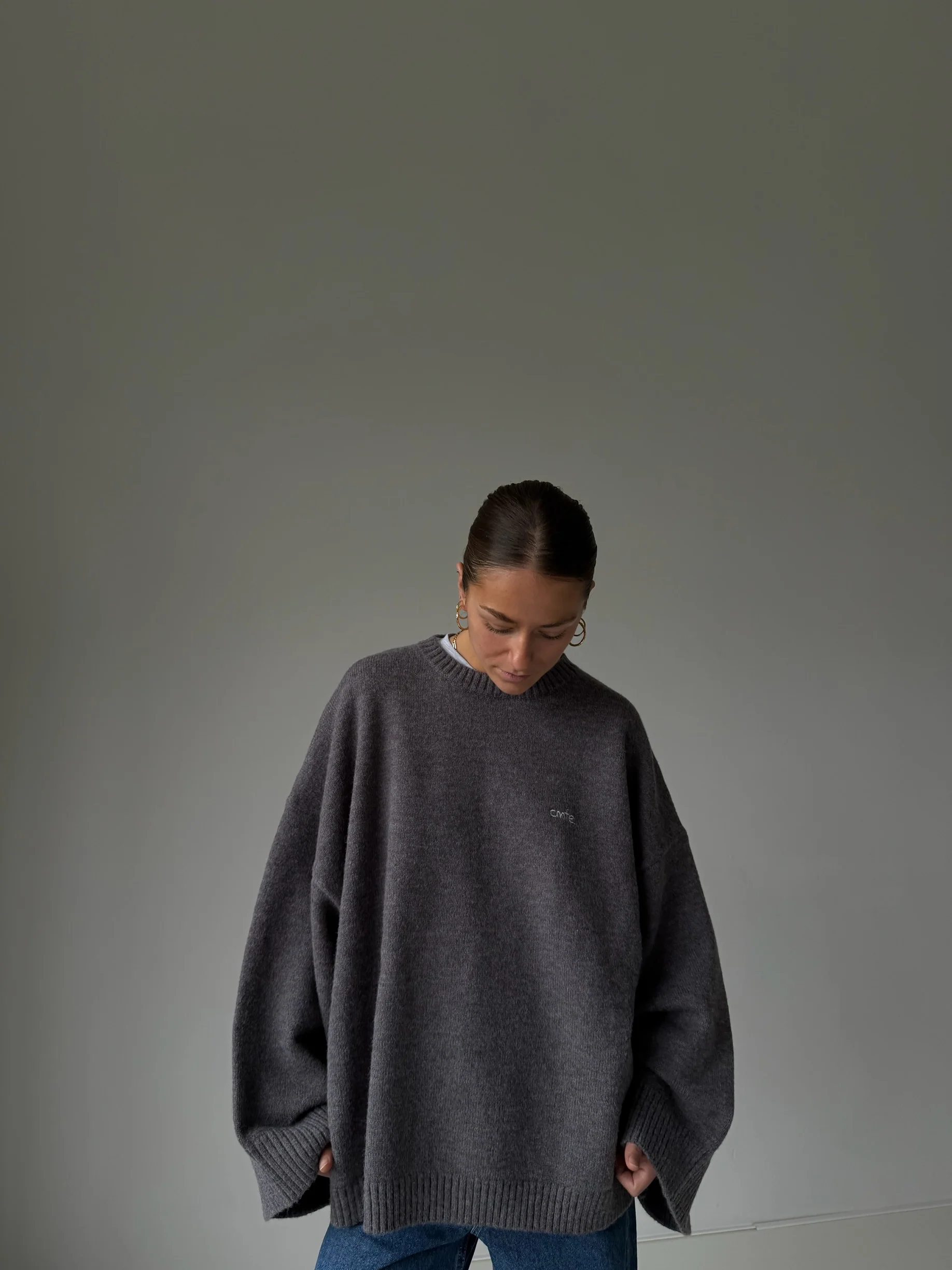 cmfe. oversized knit sweater - dark grey