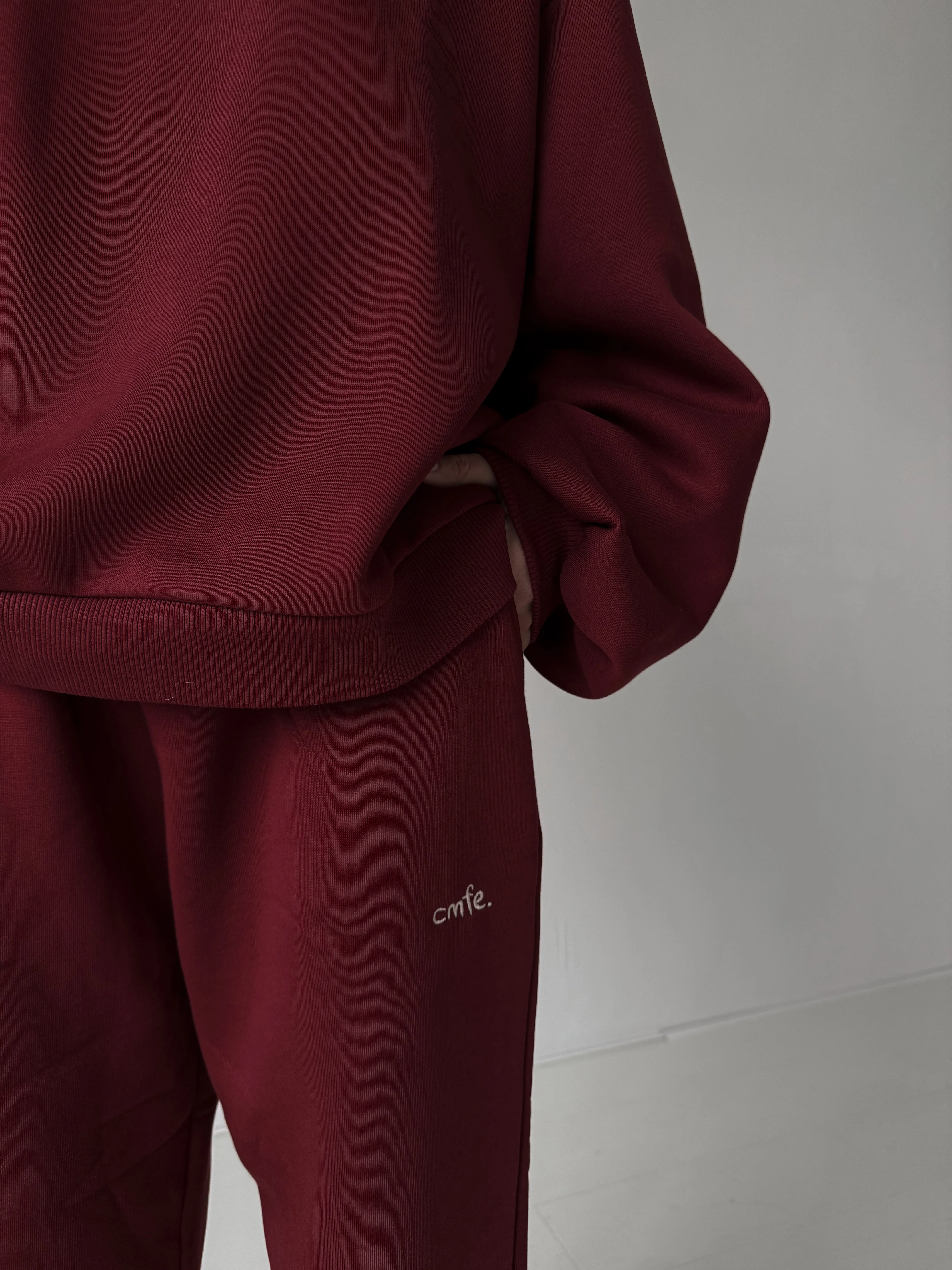 cmfe. straight leg joggers - burgundy - Image 2