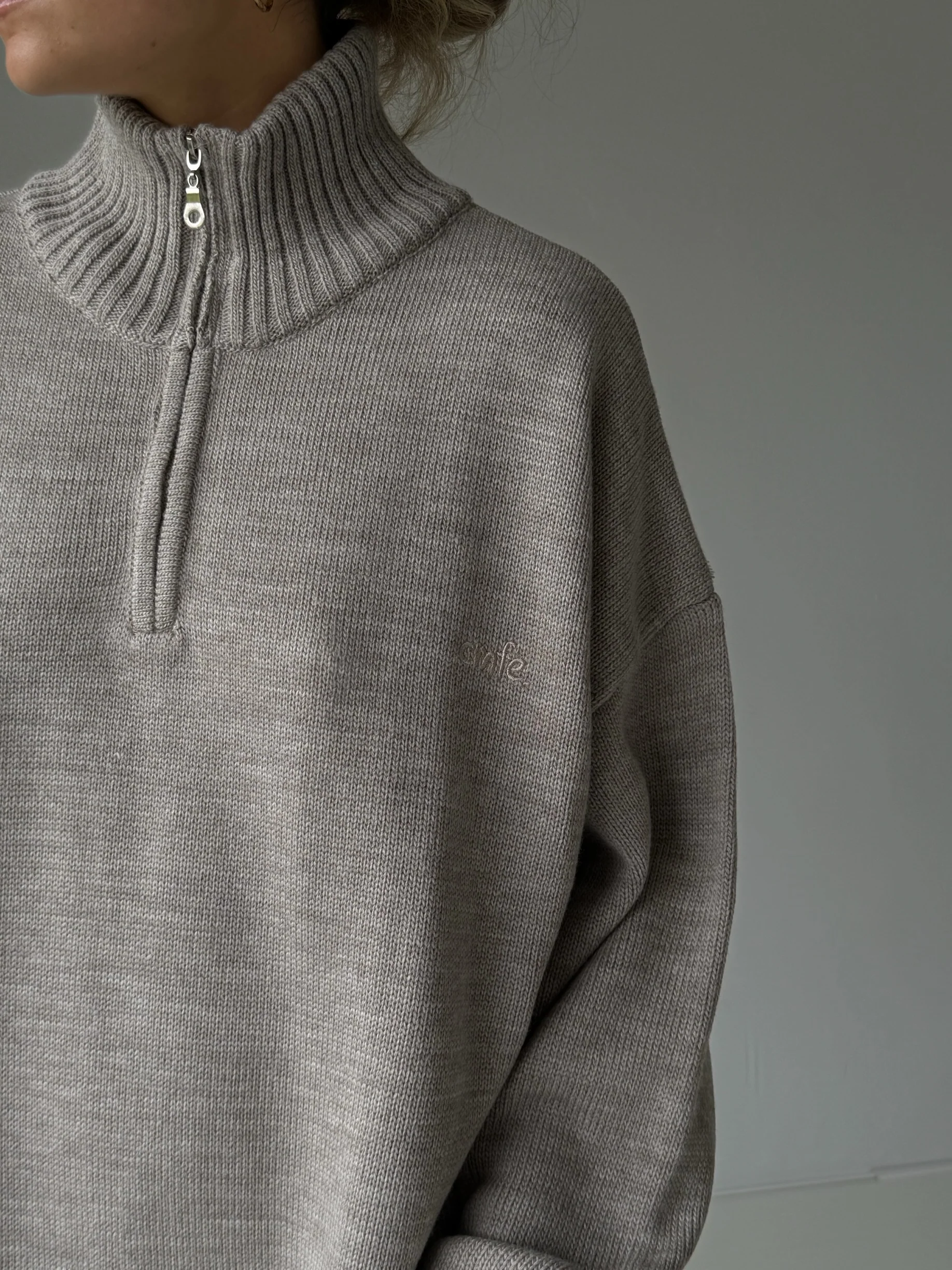 cmfe. oversized half-zip knit dress - dust - Image 3