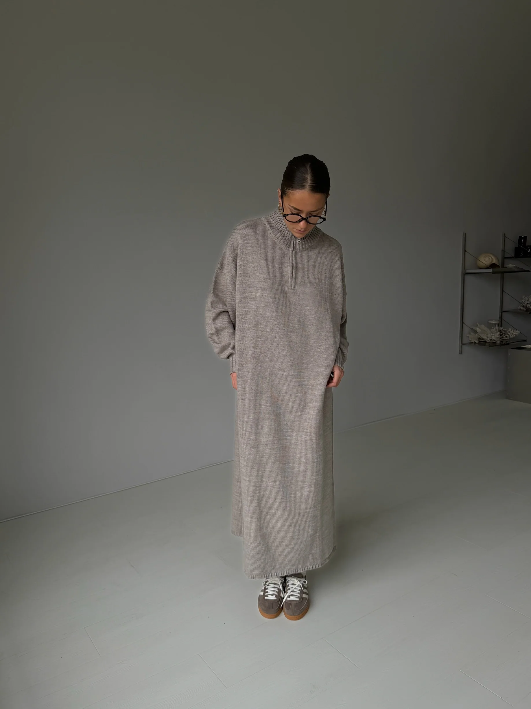 cmfe. oversized half-zip knit dress - dust - Image 4